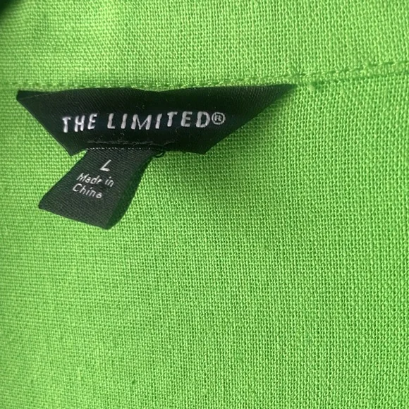 Vintage The Limited linen blend neon green oversized long sleeve button down - Picture 3 of 6